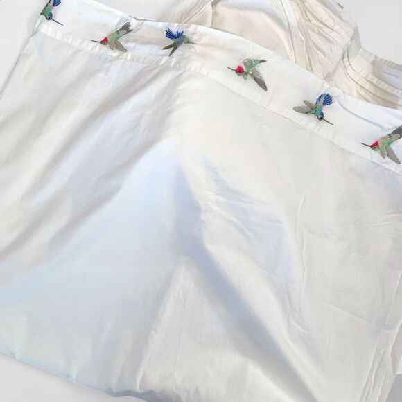 Cuddledown Embroidered Hummingbirds Sateen Flat Sheet - Picture 2 of 8